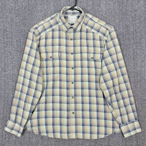 Lucky Brand Shirt Mens XL Green Blue Plaid Button Up Western Casual Cowboy